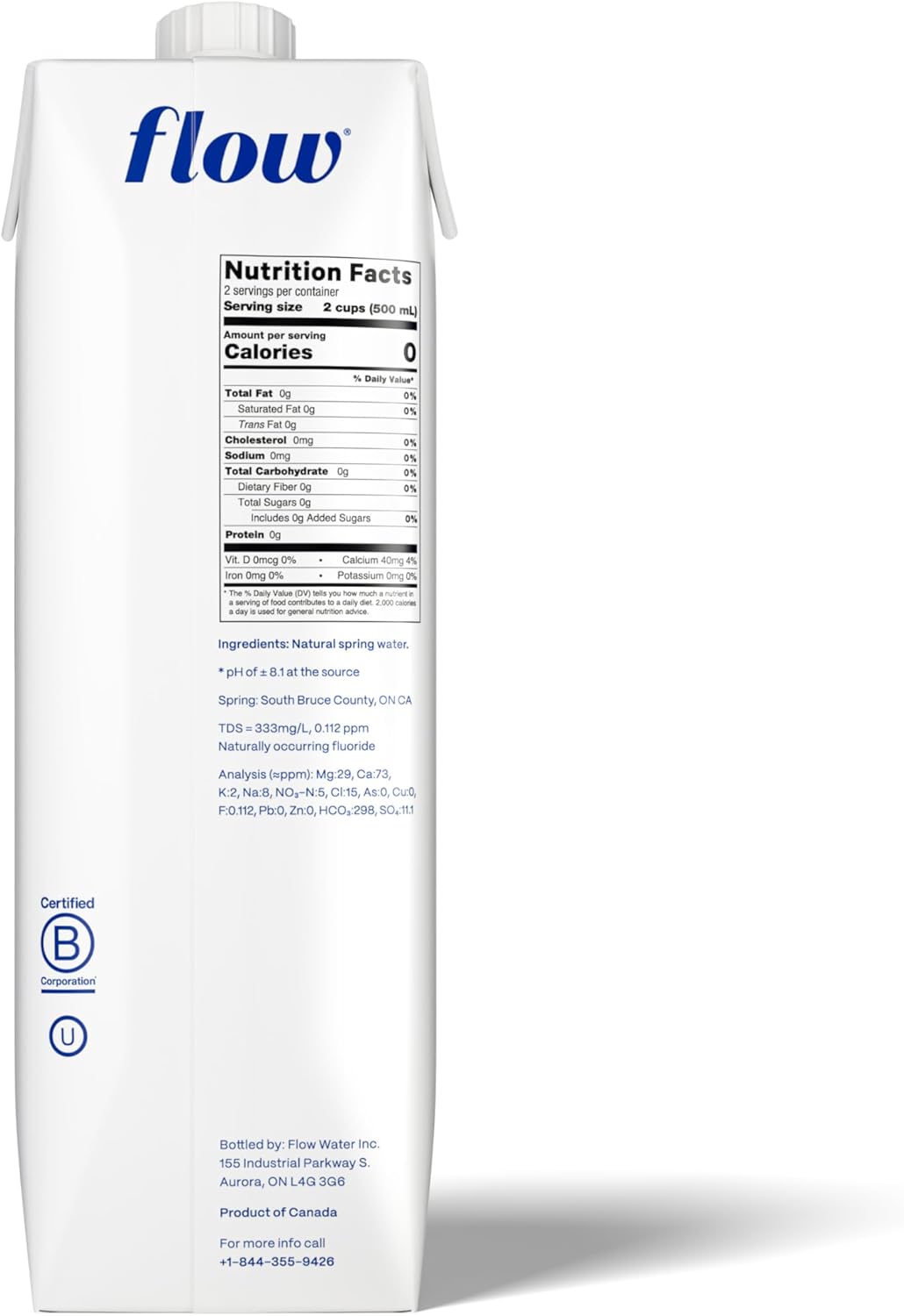 Flow Alkaline Spring Water, 100% Natural Alkaline Water, Eco-Friendly Packaging, Refreshing Taste, Boxed Mineral Water, Natural Electrolytes, Water with pH, Non-GMO, BPA-Free, Pack of 12 x 1L