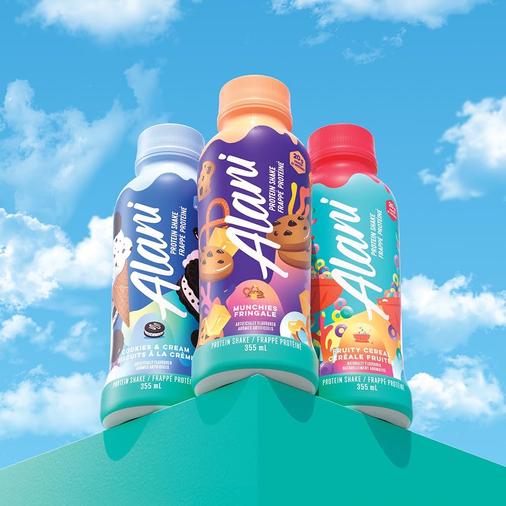 Alani Nu Protein Shake, Ready to Drink, Naturally Flavored, Gluten Free, Only 140 Calories with 20g Protein per 355mL bottle (Cookies & Cream, 12 Pack)
