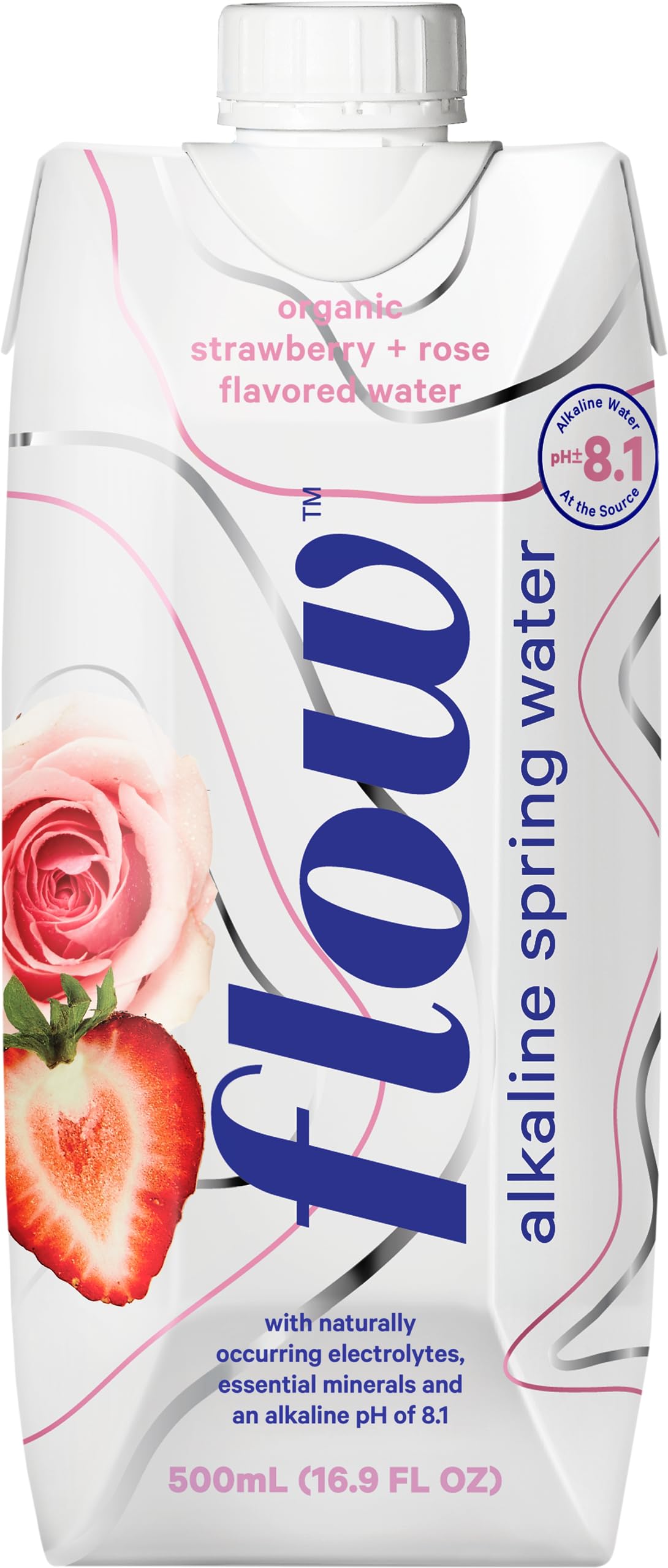 Flow Alkaline Spring Water, 100% Natural Alkaline Water, Eco-Friendly Packaging, Refreshing Taste, Boxed Mineral Water, Natural Electrolytes, Water with pH, Non-GMO, BPA-Free, Pack of 12 x 1L