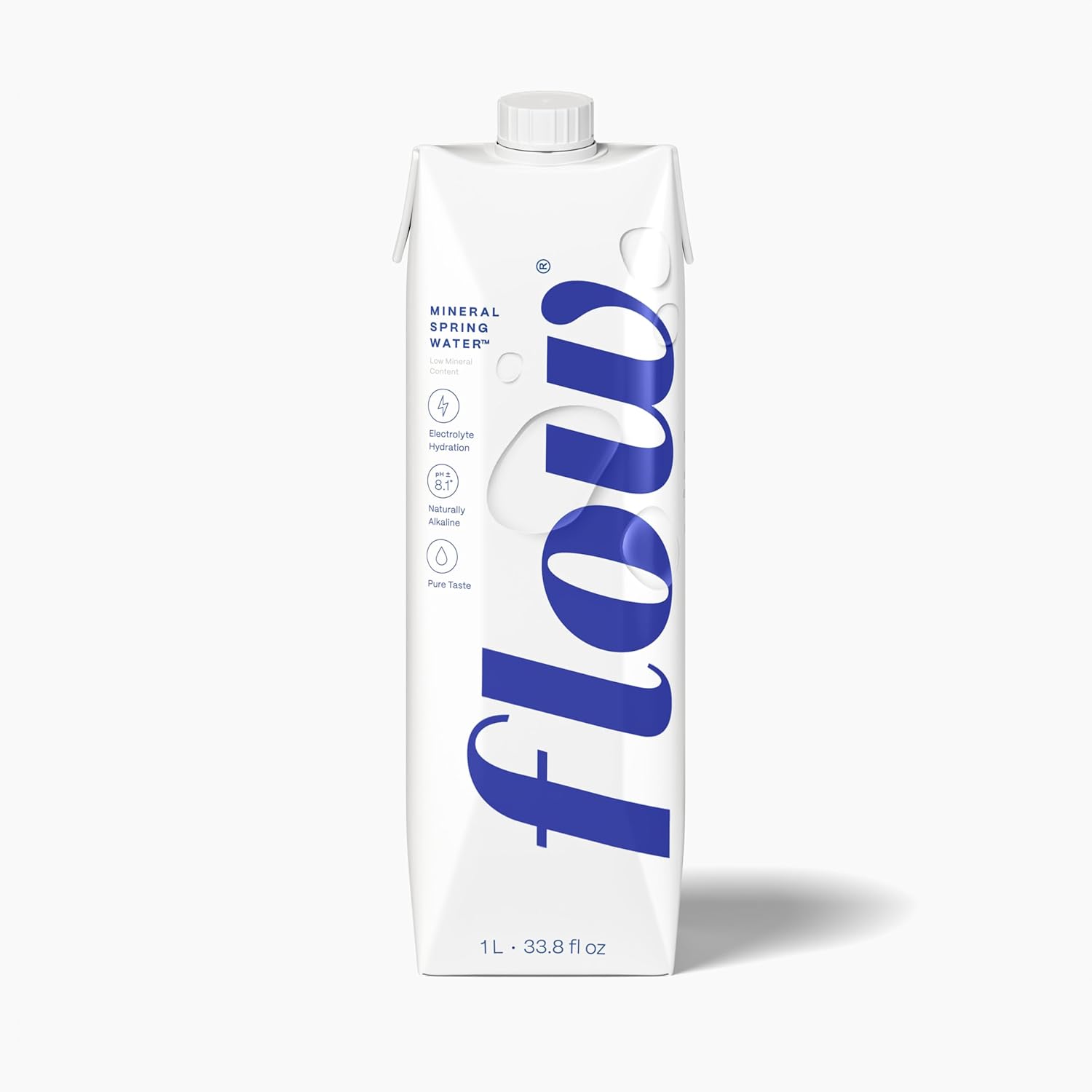 Flow Alkaline Spring Water, 100% Natural Alkaline Water, Eco-Friendly Packaging, Refreshing Taste, Boxed Mineral Water, Natural Electrolytes, Water with pH, Non-GMO, BPA-Free, Pack of 12 x 1L