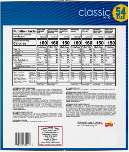 Frito Lay Classic Chips Variety, 1 Ounce (54 Count)