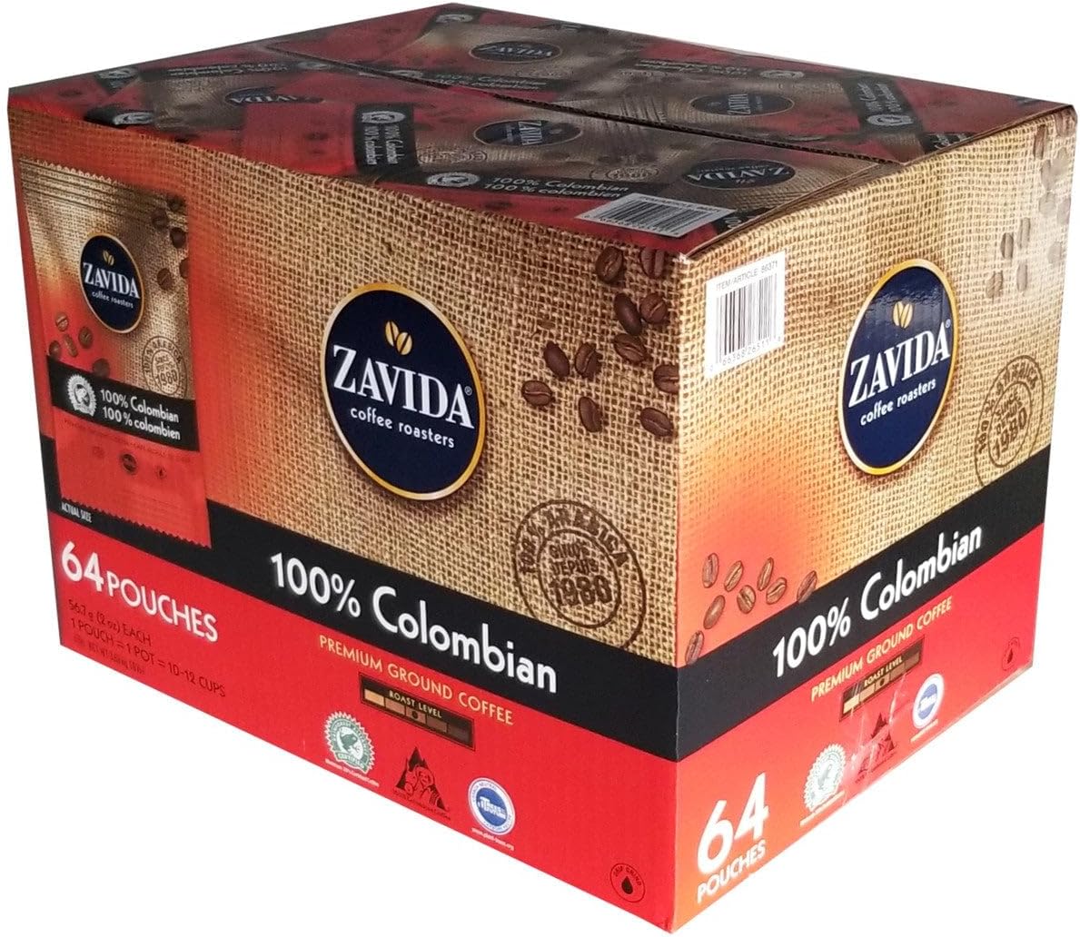 Zavida 100% Colombian Coffee, 64 Count, 3.63 Kg