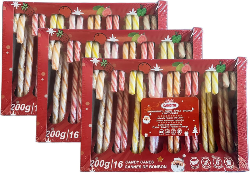 Mixed Fruit Assorted Candy Canes (3 PACK) – Natural Flavours - CANDITO