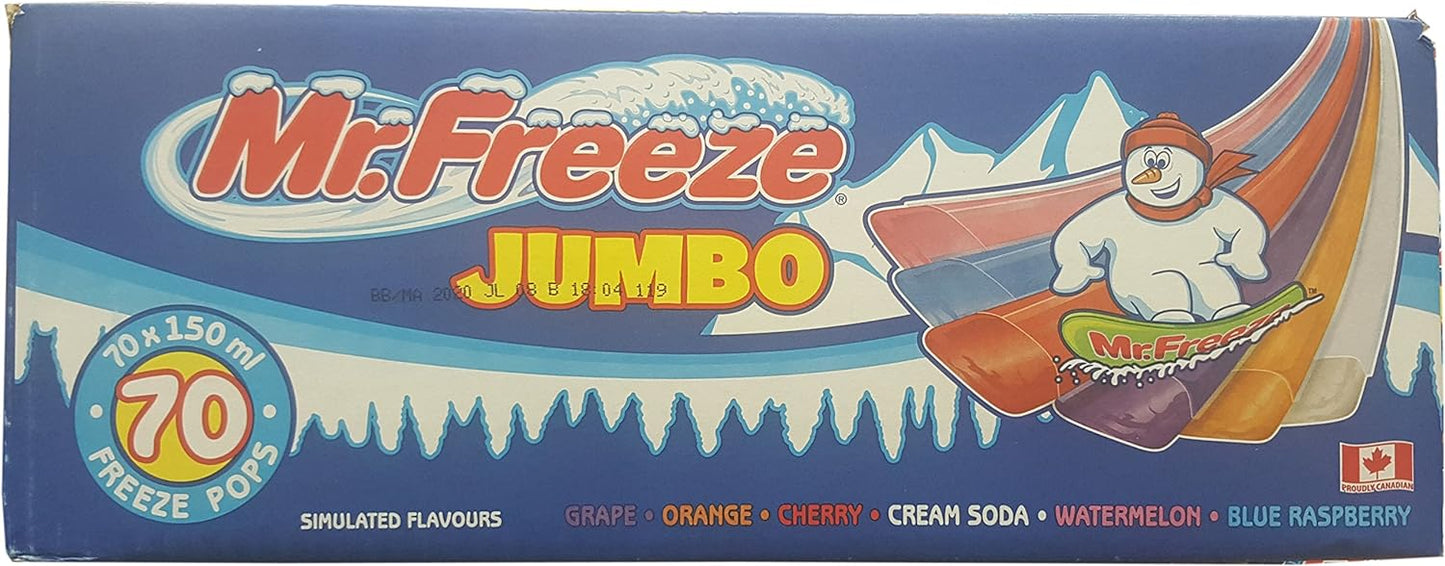 Mr. Freeze Jumbo Freeze Pop Pack of 70 X 150 Ml Net Wt 10.5 Lt, 10.5 Grams