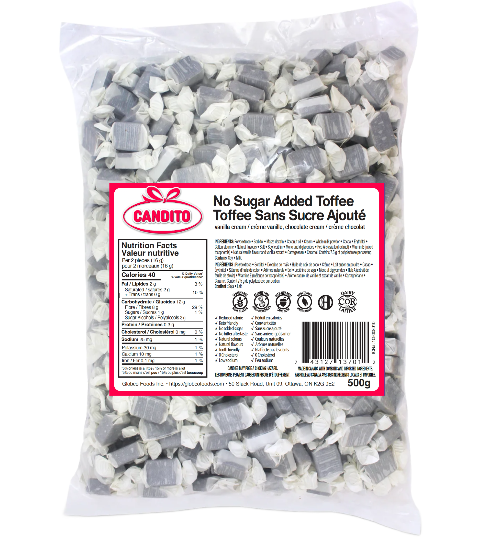 Sugar Free CANDITO 500g Assorted Toffee candies With Natural Stevia Le ...